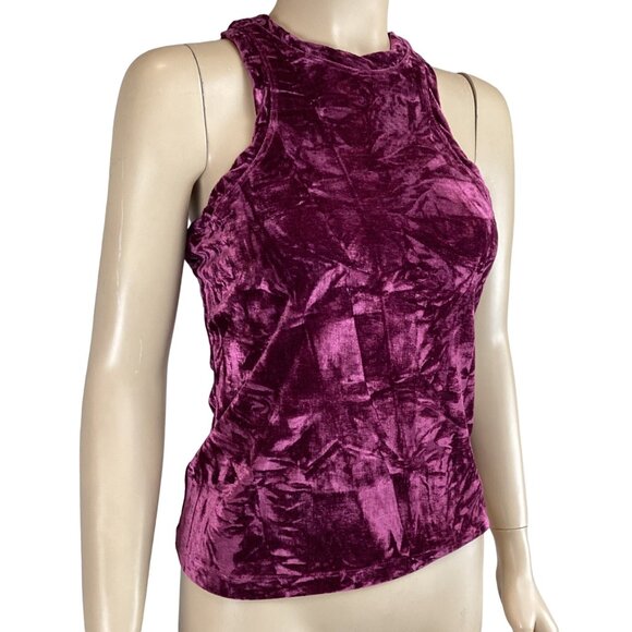 Pilcro Anthropologie Top Size Small Raspberry Red Velveteen Racerback Velvet - Picture 5 of 9